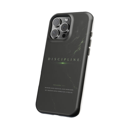 Phone Case for iPhone 17 / 16 / 15 / 14 Pro Max – Discipline | Black Marble Emerald Green | MagSafe Compatible