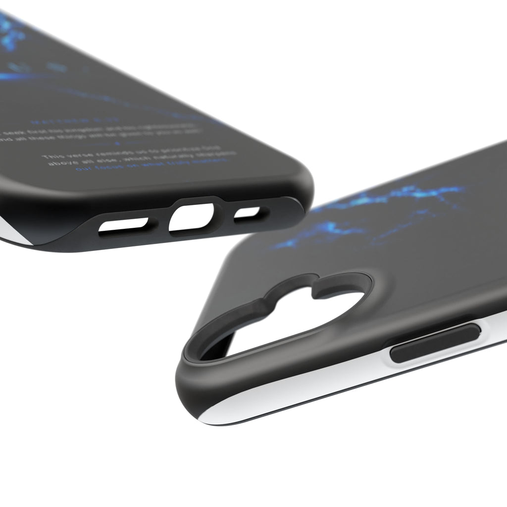 Phone Case for iPhone 17 / 16 / 15 / 14 Pro Max – Discipline | Black Marble Deep Blue | MagSafe Compatible