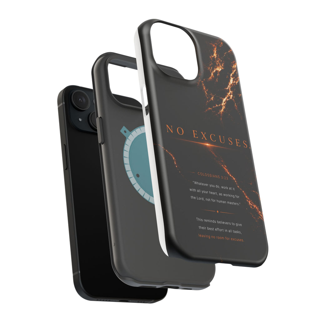Phone Case for iPhone 17 / 16 / 15 / 14 Pro Max – Discipline | Black Marble Orange | MagSafe Compatible