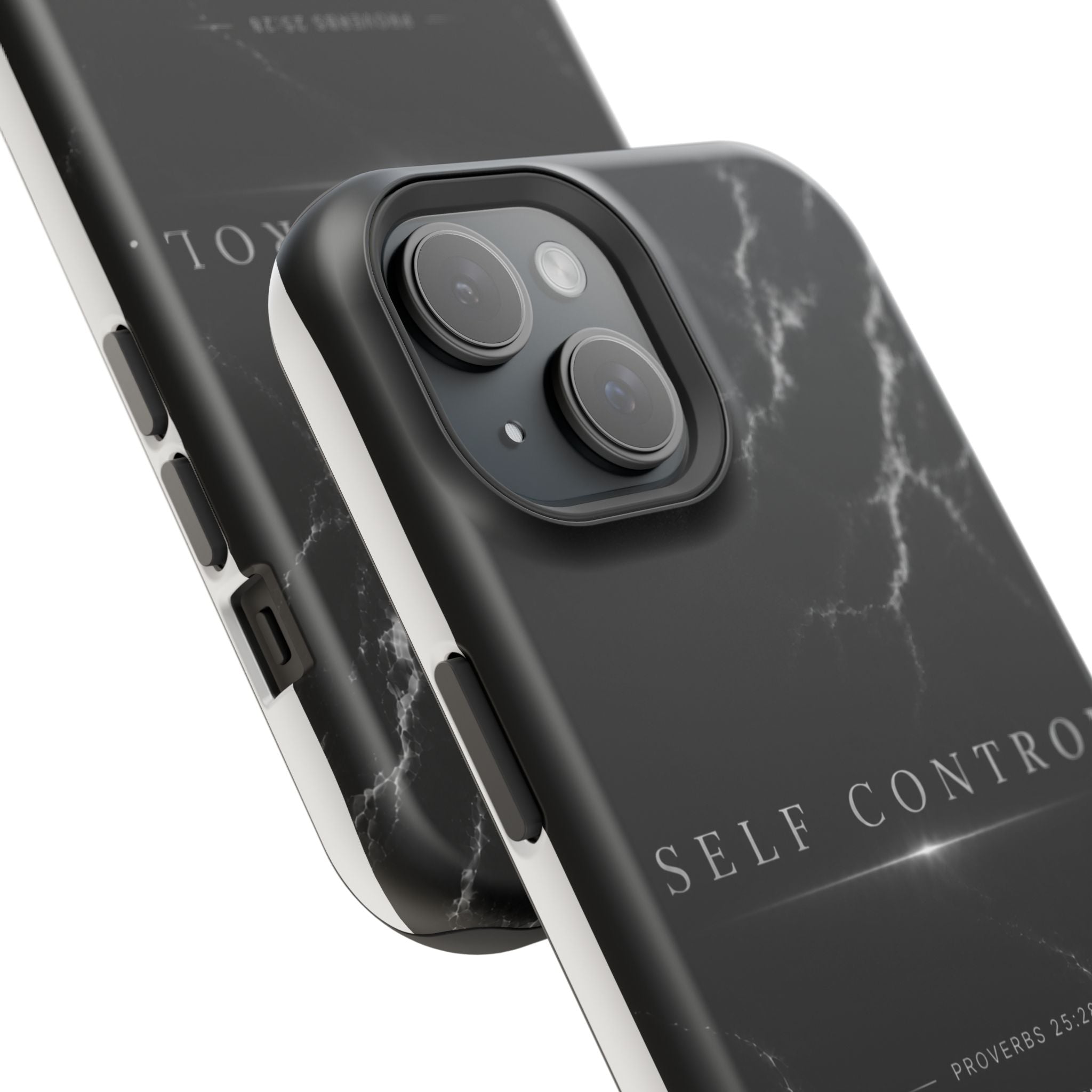 Phone Case for iPhone 17 / 16 / 15 / 14 Pro Max – Discipline | Black Marble Monochrome | MagSafe Compatible