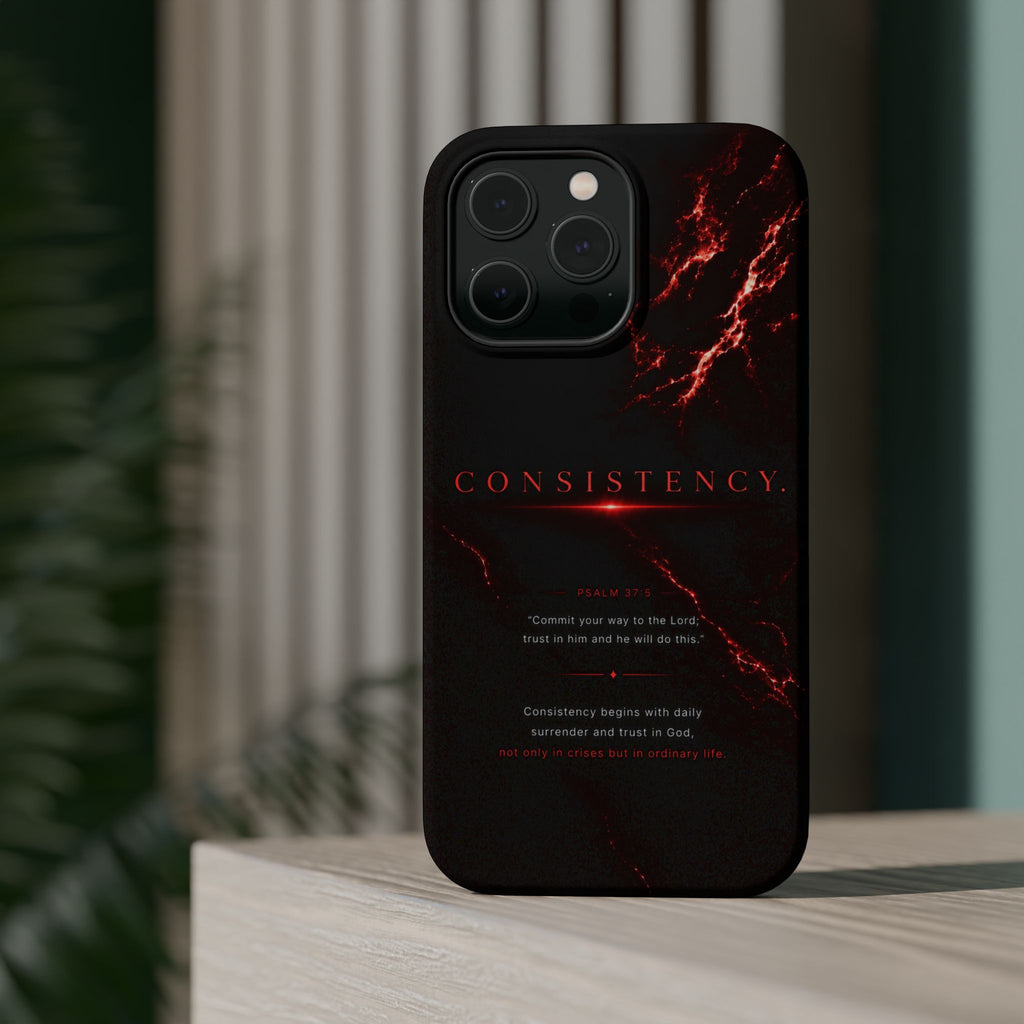 Phone Case for iPhone 17 / 16 / 15 / 14 Pro Max – Discipline | Black Marble Dark Red | MagSafe Compatible
