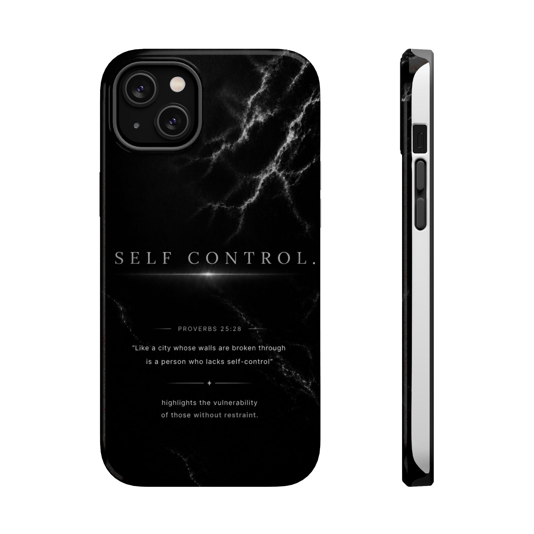 Phone Case for iPhone 17 / 16 / 15 / 14 Pro Max – Discipline | Black Marble Monochrome | MagSafe Compatible