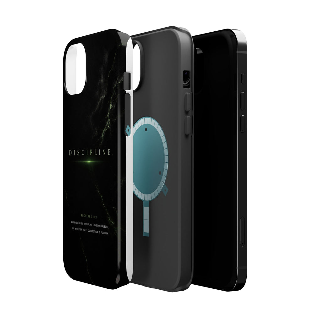 Phone Case for iPhone 17 / 16 / 15 / 14 Pro Max – Discipline | Black Marble Emerald Green | MagSafe Compatible
