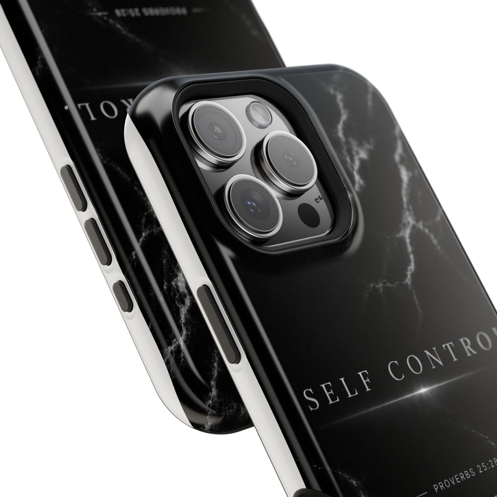 Phone Case for iPhone 17 / 16 / 15 / 14 Pro Max – Discipline | Black Marble Monochrome | MagSafe Compatible