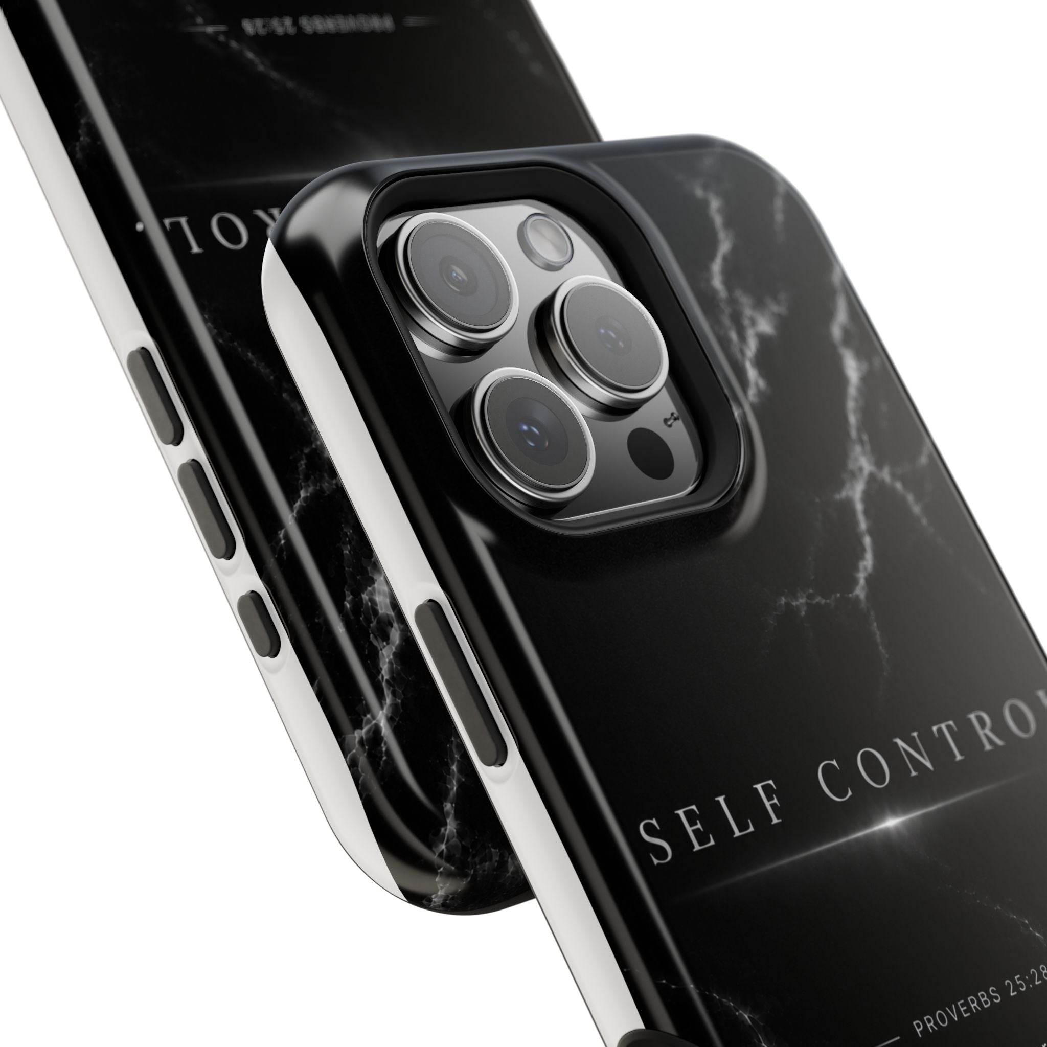 Phone Case for iPhone 17 / 16 / 15 / 14 Pro Max – Discipline | Black Marble Monochrome | MagSafe Compatible