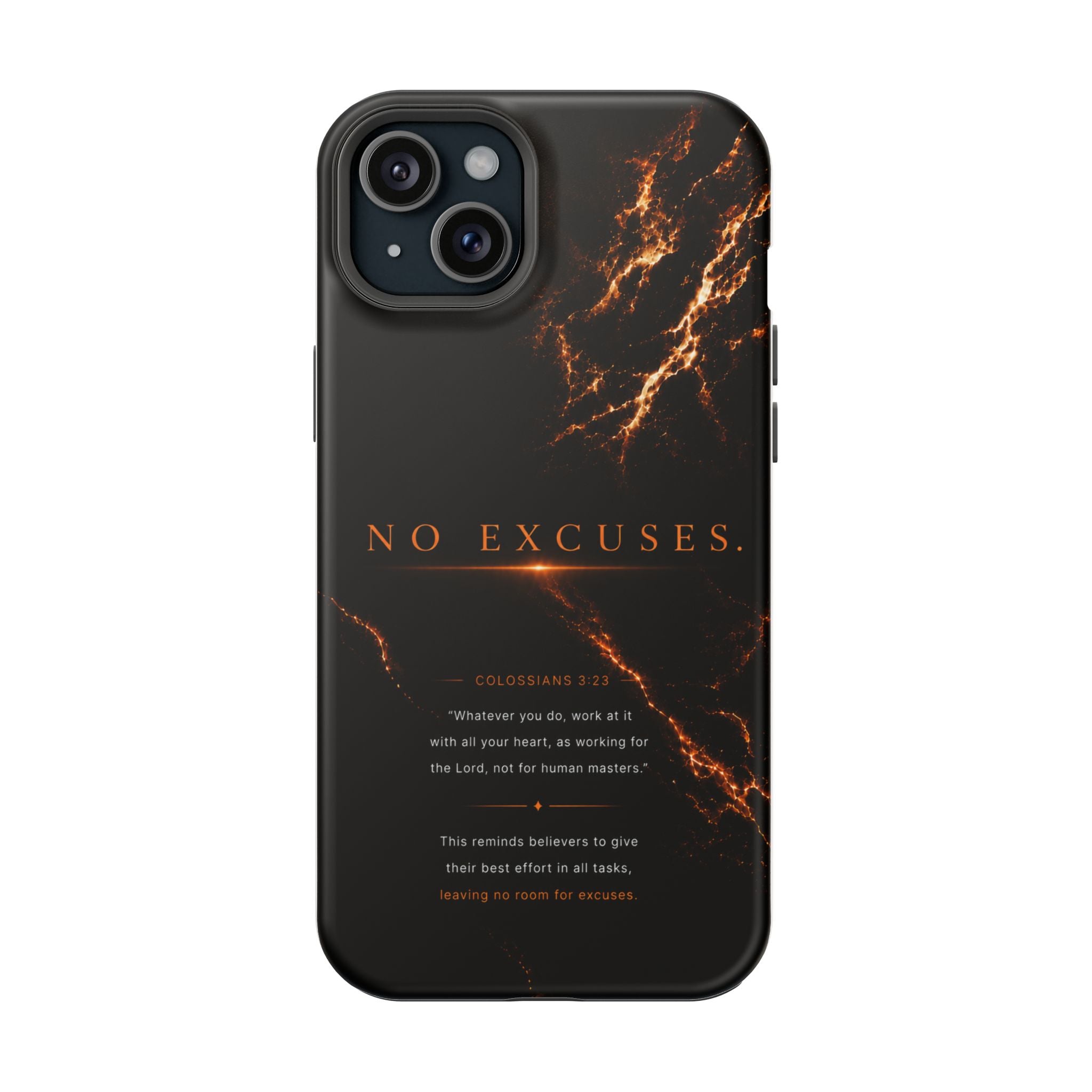 Phone Case for iPhone 17 / 16 / 15 / 14 Pro Max – Discipline | Black Marble Orange | MagSafe Compatible