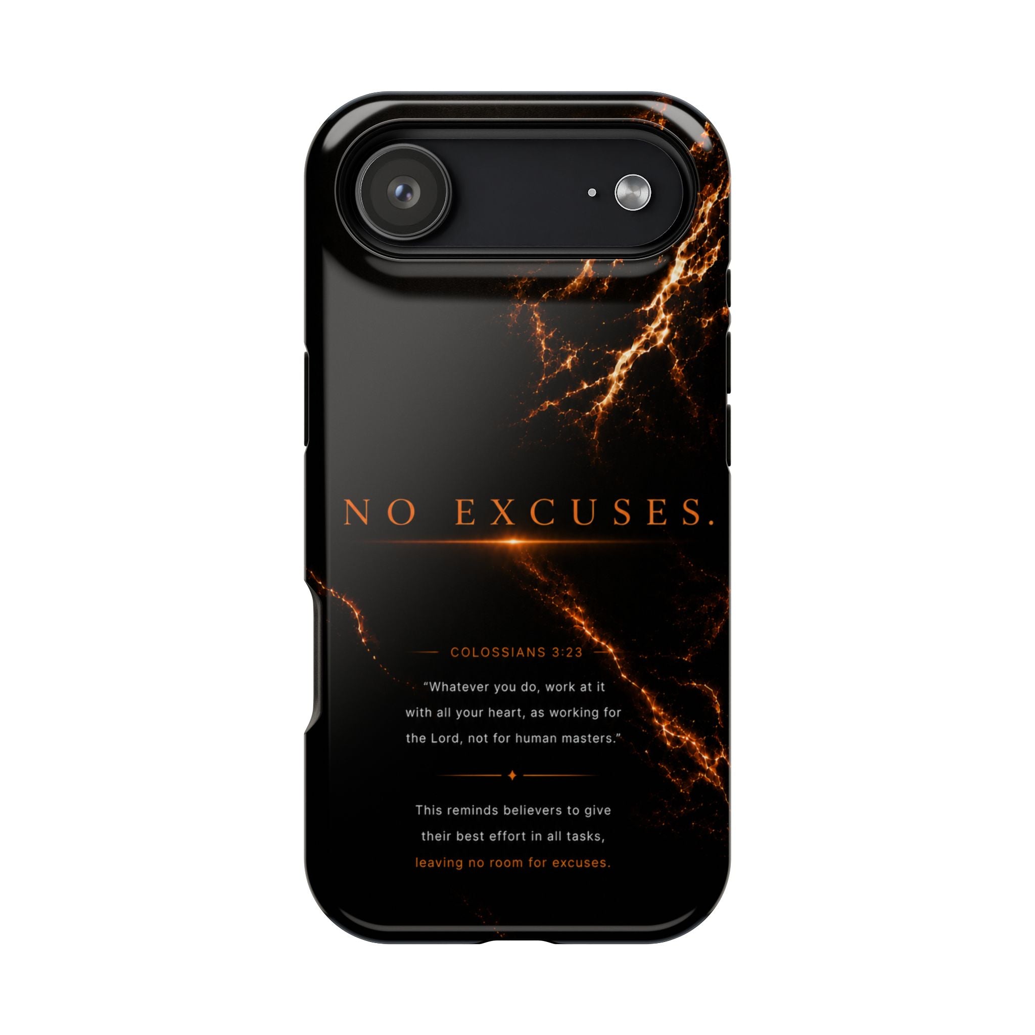 Phone Case for iPhone 17 / 16 / 15 / 14 Pro Max – Discipline | Black Marble Orange | MagSafe Compatible